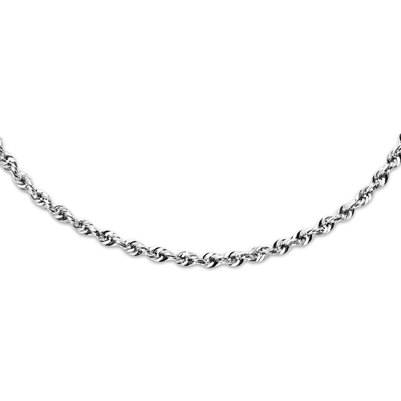 Main Image 1 of Rope Necklace Hollow 14K White Gold 24&quot;