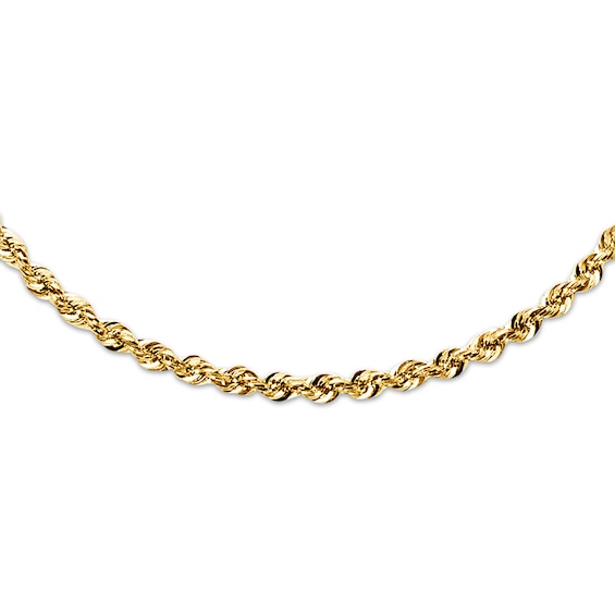 Rope Necklace Semi-Solid 14K Yellow Gold 16"