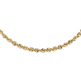 Rope Necklace Semi-Solid 14K Yellow Gold 24"