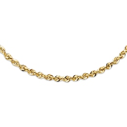 Rope Necklace Semi-Solid 14K Yellow Gold 30"