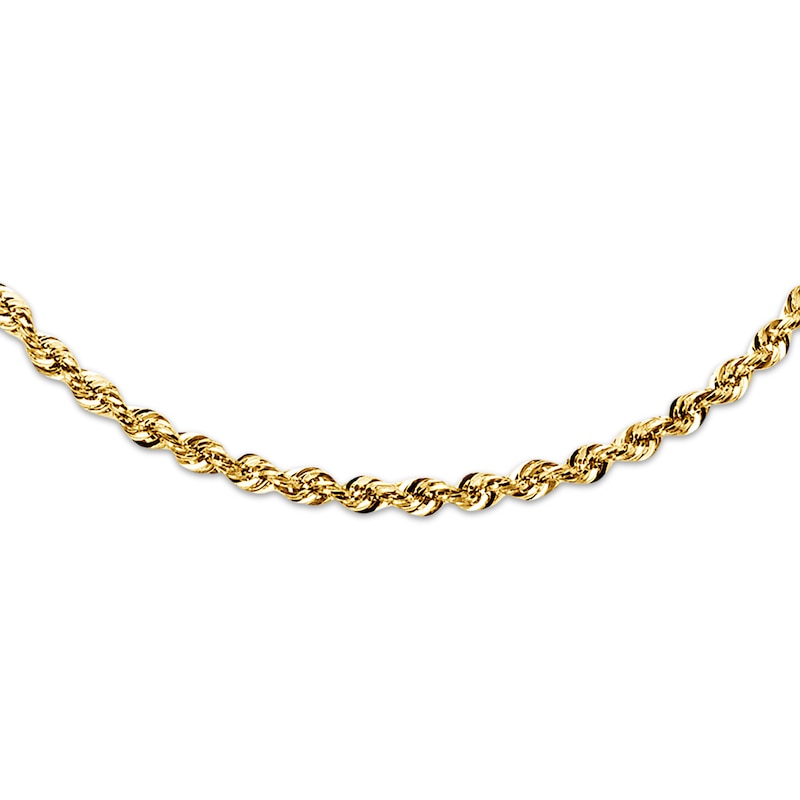 Main Image 1 of Rope Necklace Semi-Solid 14K Yellow Gold 30&quot;