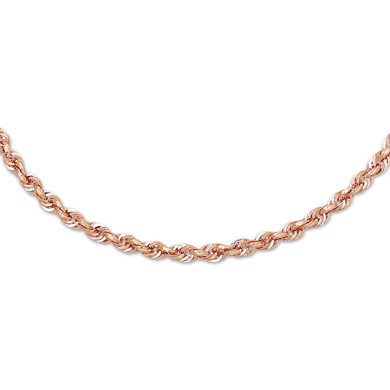 Main Image 1 of Rope Necklace Semi-Solid 14K Rose Gold 20&quot;