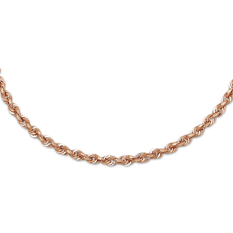 Main Image 1 of Rope Necklace Semi-Solid 14K Rose Gold 24&quot;