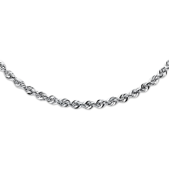 Semi-Solid Rope Necklace 14K White Gold 18"