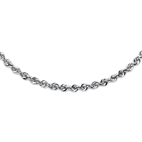 Rope Necklace Semi-Solid 14K White Gold 18"