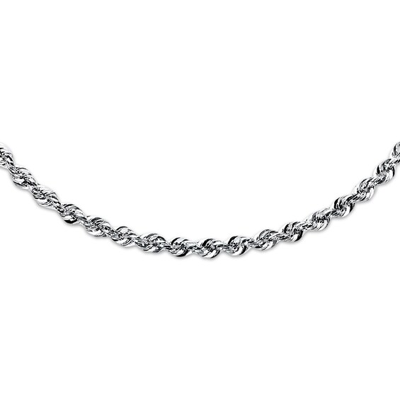 Semi-Solid Rope Necklace 14K White Gold 18"