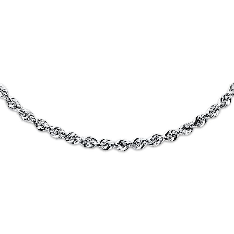 Main Image 1 of Rope Necklace Semi-Solid 14K White Gold 18&quot;