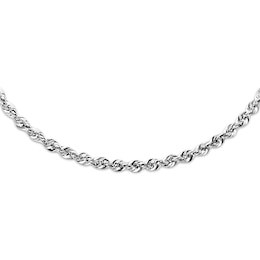 Rope Necklace Semi-Solid 14K White Gold 22"