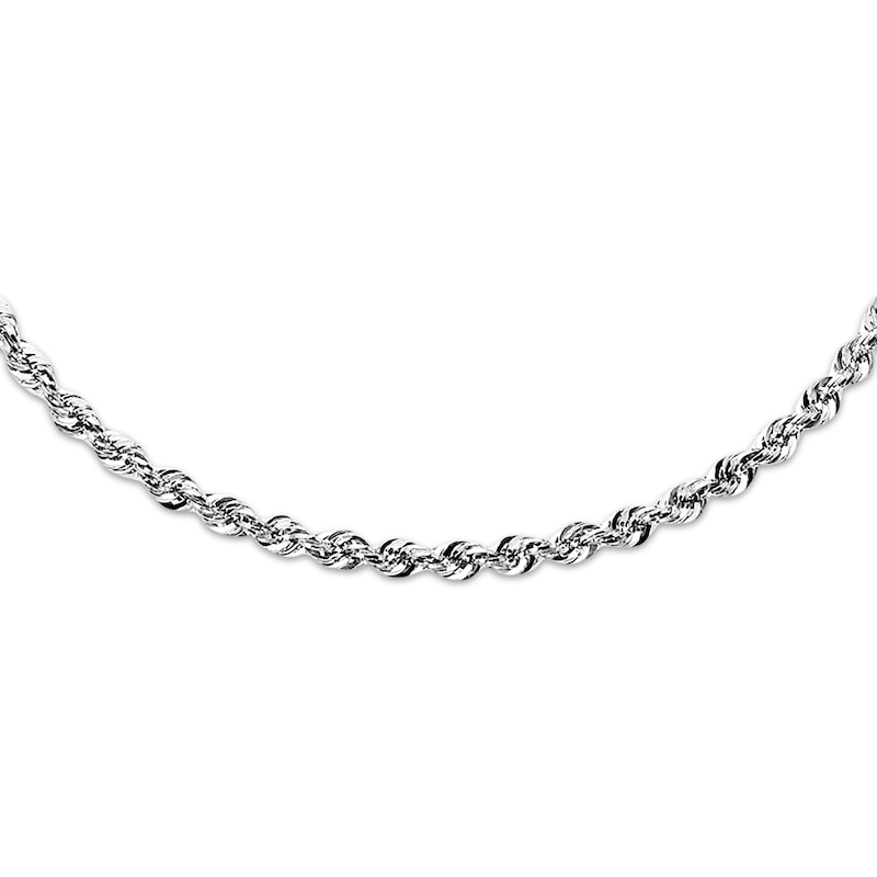 Main Image 1 of Rope Necklace Semi-Solid 14K White Gold 22&quot;