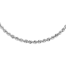 Rope Necklace Semi-Solid 14K White Gold 24"