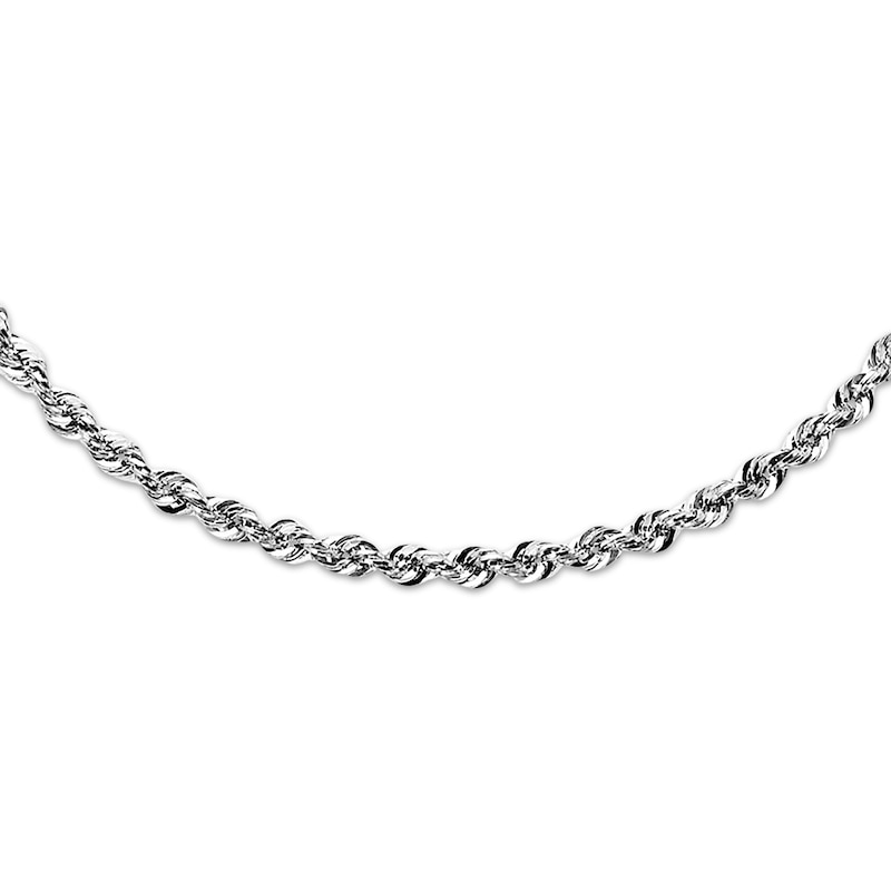 Semi-Solid Rope Necklace 14K White Gold 24