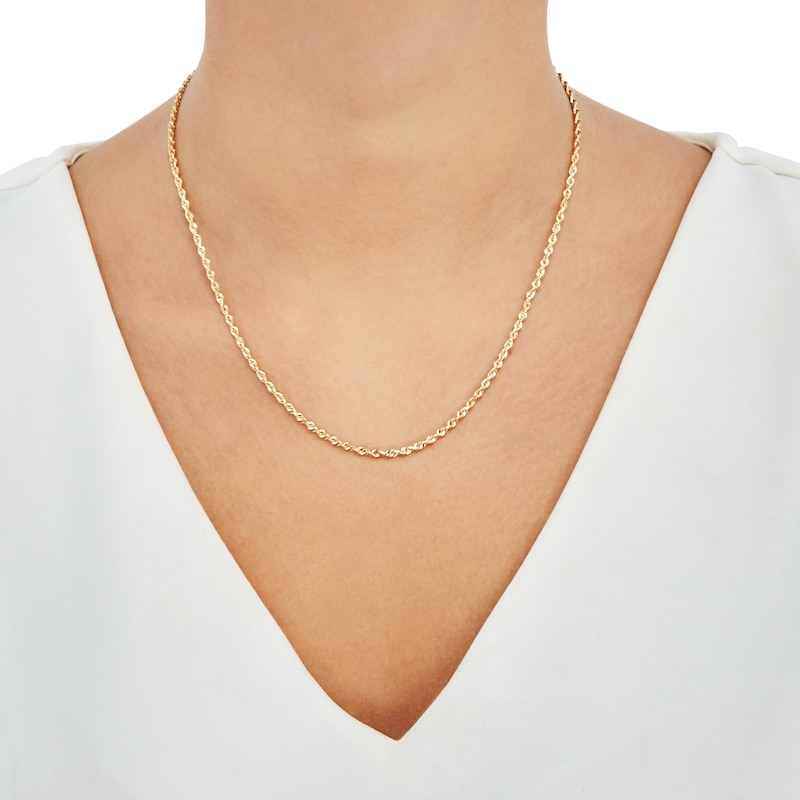 Main Image 3 of Rope Chain Semi-Solid 14K Yellow Gold 18&quot;