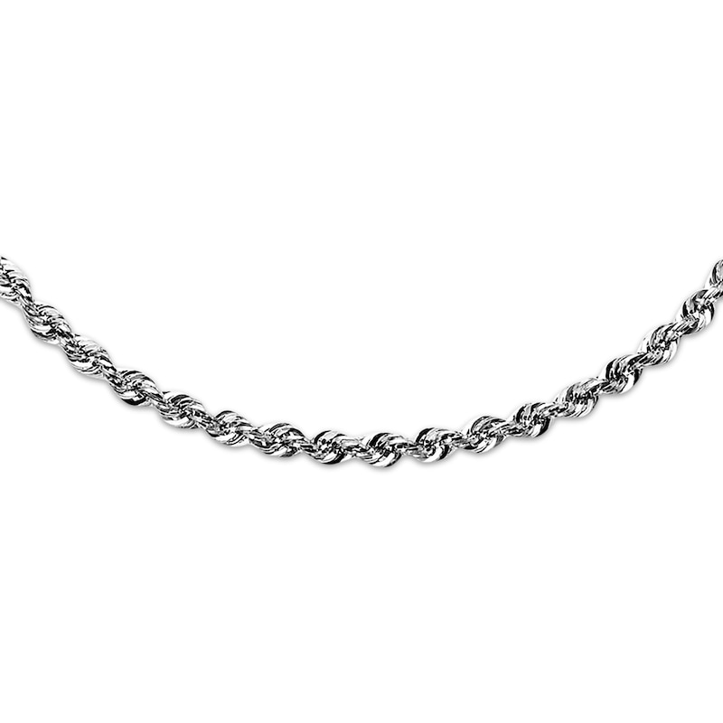 Main Image 1 of Rope Necklace Semi-Solid 14K White Gold 20&quot;