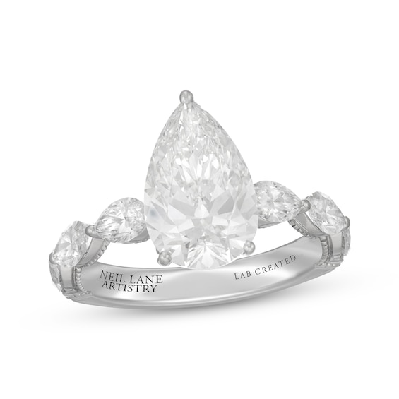 Neil Lane Artistry Pear-Shaped Lab-Grown Diamond Engagement Ring 4-1/4 ct tw 14K White Gold