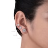 Thumbnail Image 4 of Diamond Cushion-Shaped Halo Stud Earrings 1 ct tw 10K White Gold