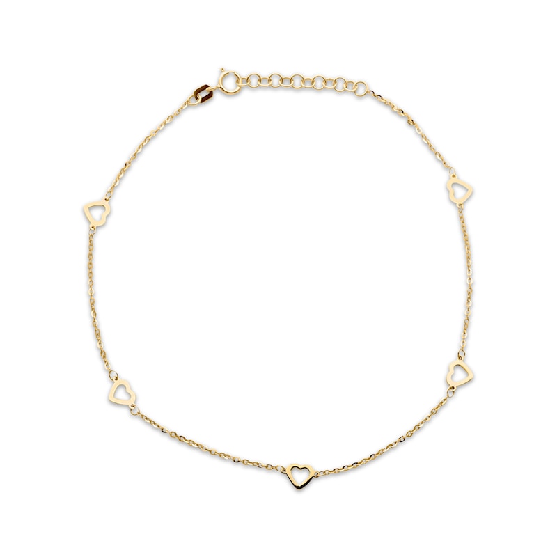 Heart Anklet 10K Yellow Gold 10"