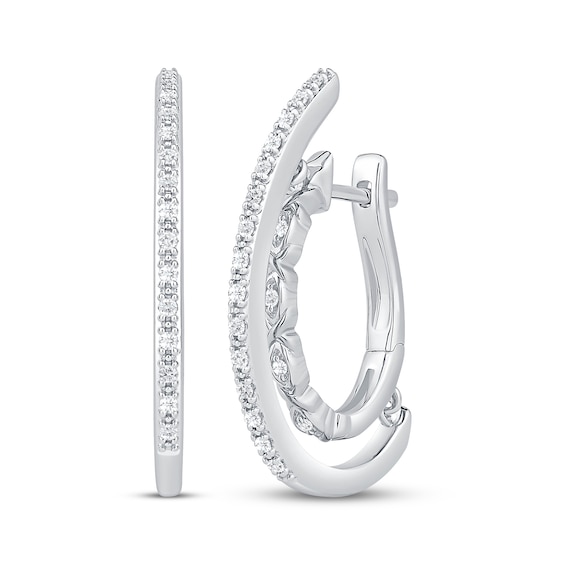 Unstoppable Love Diamond Double Hoop Earrings 1/4 ct tw Sterling Silver