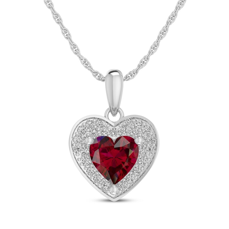 Main Image 2 of Heart-Shaped Lab-Created Ruby & White Lab-Created Sapphire Gift Set Sterling Silver