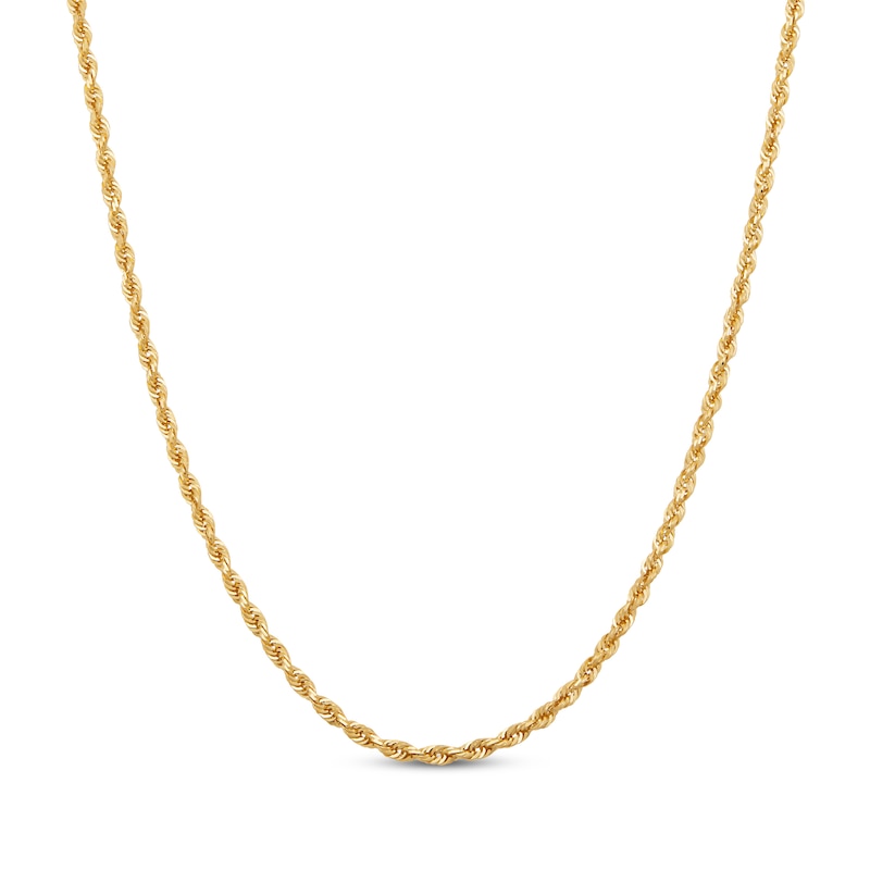 Main Image 1 of Glitter Rope Chain Necklace 3mm Solid 14K Yellow Gold 20&quot;
