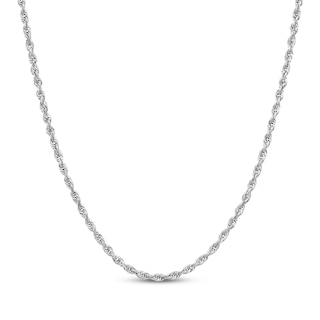 Glitter Rope Chain Necklace 3mm Solid 14K White Gold 20"