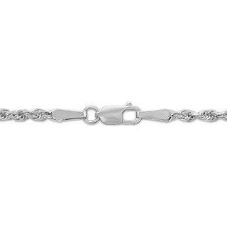 Solid Glitter Rope Chain Necklace 3mm 14K White Gold 22