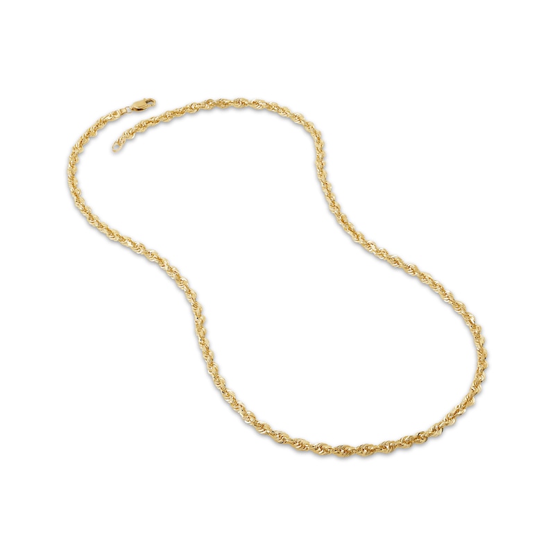 Main Image 1 of Glitter Rope Chain Necklace 4mm Solid 14K Yellow Gold 22&quot;