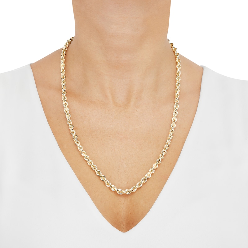 Main Image 3 of Glitter Rope Chain Necklace 4mm Solid 14K Yellow Gold 24&quot;
