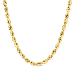Glitter Rope Chain Necklace 5.5mm Solid 14K Yellow Gold 24"