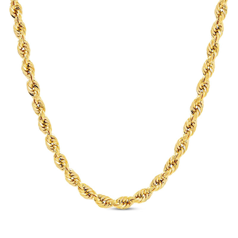 Main Image 1 of Glitter Rope Chain Necklace 5.5mm Solid 14K Yellow Gold 24&quot;