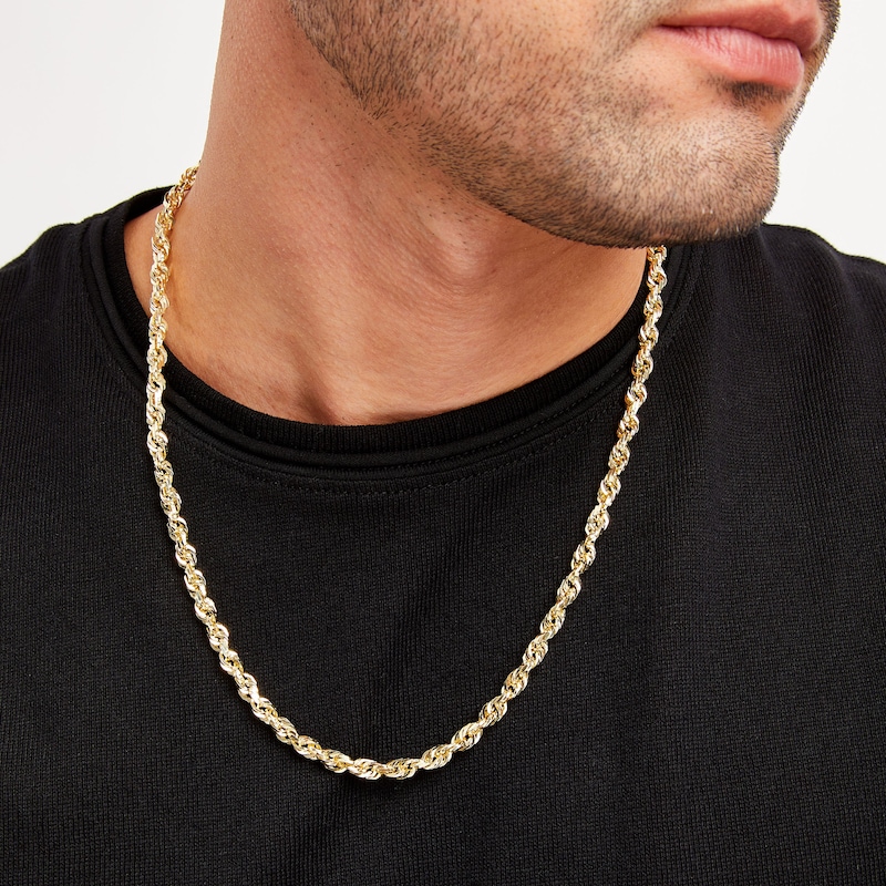 Main Image 3 of Glitter Rope Chain Necklace 5.5mm Solid 14K Yellow Gold 24&quot;