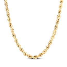 Glitter Rope Chain Necklace 6.5mm Solid 10K Yellow Gold 24"