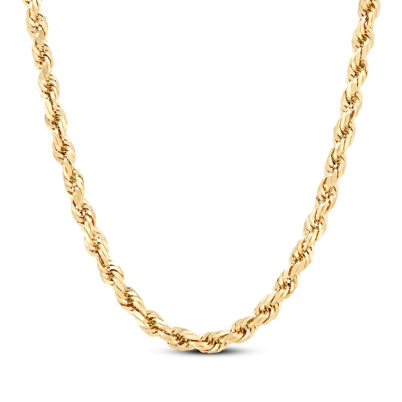 Main Image 1 of Glitter Rope Chain Necklace 6.5mm Solid 10K Yellow Gold 24&quot;