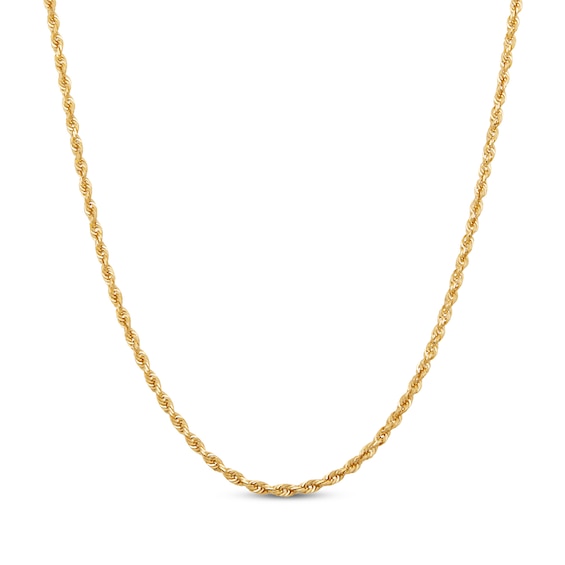 Glitter Rope Chain Necklace 3mm Hollow 14K Yellow Gold 16"
