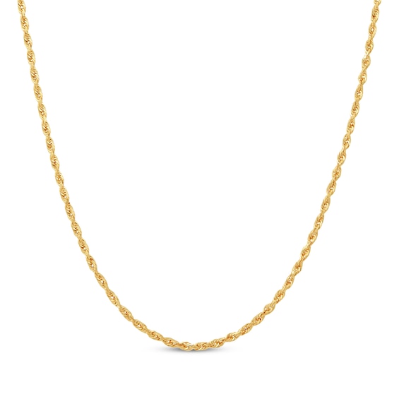Solid Glitter Rope Chain Necklace 2.4mm 10K Yellow Gold 18"