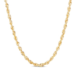 Glitter Rope Chain Necklace 1.6mm Solid 10K Yellow Gold 20"