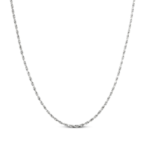 Solid Glitter Rope Chain Necklace 1.6mm 10K White Gold 18"
