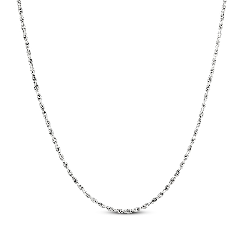 Main Image 1 of Glitter Rope Chain Necklace 1.6mm Solid 10K White Gold 18&quot;