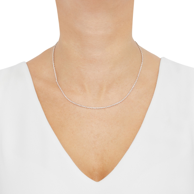 Main Image 3 of Glitter Rope Chain Necklace 1.6mm Solid 10K White Gold 18&quot;