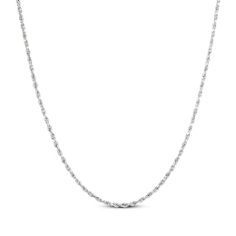 Glitter Rope Chain Necklace 1.6mm Solid 14K White Gold 18"