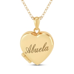 "Abuela" Heart Locket Necklace 10K Yellow Gold 18"