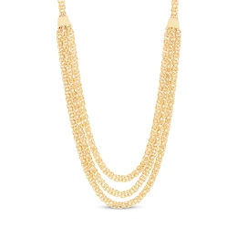 Three-Strand Byzantine Chain Necklace 2.95mm Hollow 14K Yellow Gold 18"