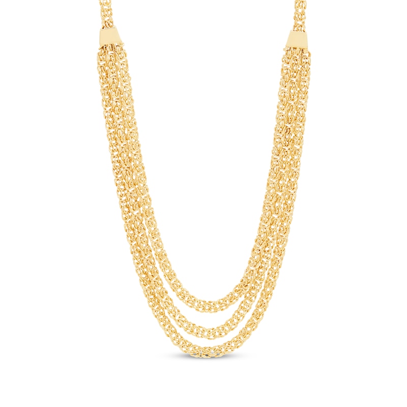 Main Image 1 of Three-Strand Byzantine Chain Necklace 2.95mm Hollow 14K Yellow Gold 18&quot;