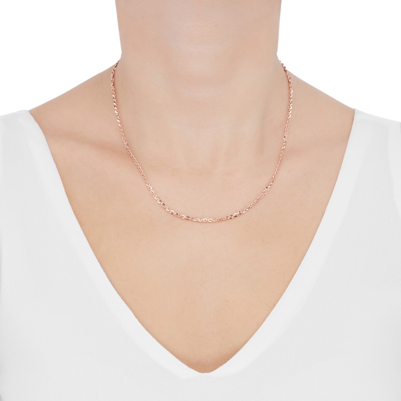 Main Image 3 of Cable Chain Necklace 2.1mm Solid 14K Rose Gold 18&quot;