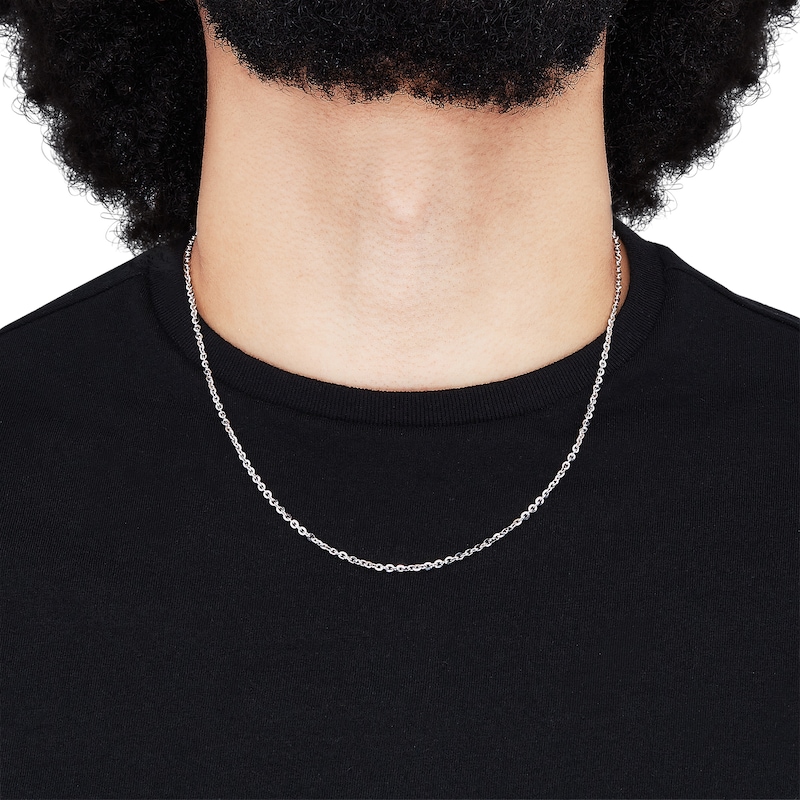 Main Image 3 of Cable Chain Necklace 2.1mm Solid 14K White Gold 20&quot;