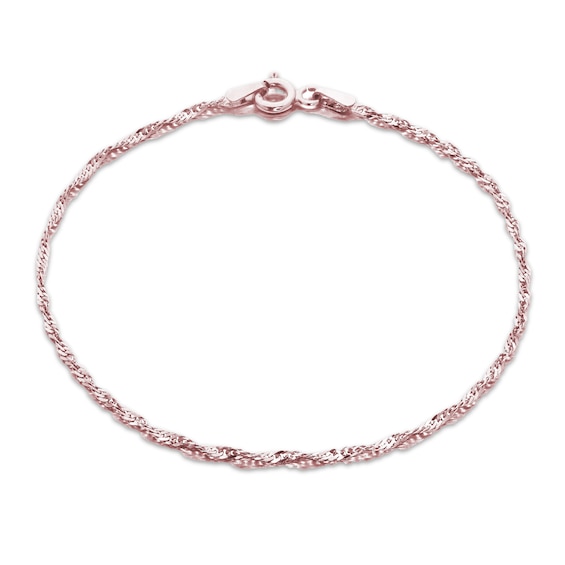 Singapore Chain Necklace 1.4mm Solid 14K Rose Gold 18"