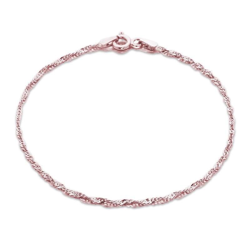 Main Image 1 of Singapore Chain Necklace 1.4mm Solid 14K Rose Gold 18&quot;