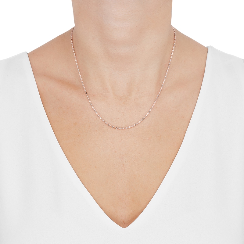 Main Image 4 of Singapore Chain Necklace 1.4mm Solid 14K Rose Gold 18&quot;
