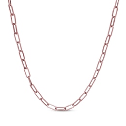 Paperclip Chain Necklace 5.5mm Hollow 10K Rose Gold 18"