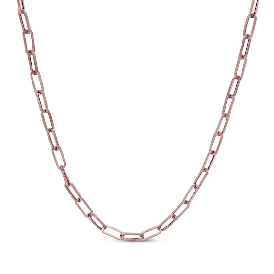 Paperclip Chain Necklace 5.5mm Hollow 10K Rose Gold 18"