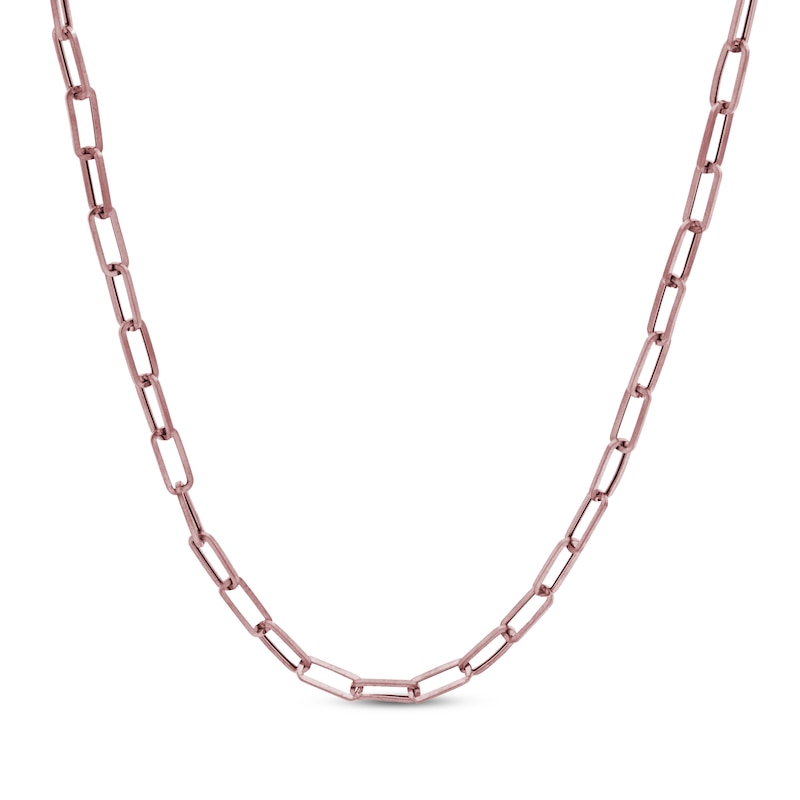 Hollow Paperclip Chain Necklace 5.5mm 10K Rose Gold 18"
